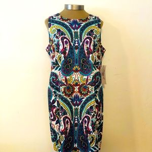 FINAL! NWT! MAGGY L SLEEVELESS PAISLEY A LINE REAR ZIP DRESS